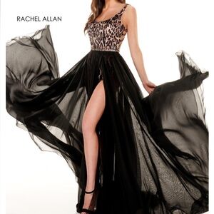 Rachel Allan Brown and Black Embellished Prom Gown
